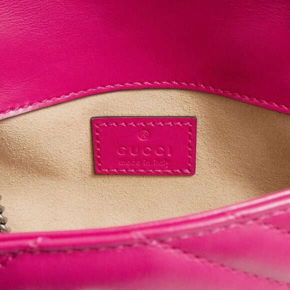 Gucci GG Marmont Chain Belt Waist Bag 2way Crossbody Chevron Pink - Picture 10 of 12